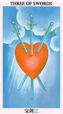 塔罗牌：宝剑三（Three Of Swords）正位/逆位牌义解释