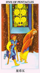 塔罗牌：星币五（Five Of Pentacles）正位/逆位牌义解释