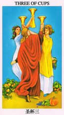 塔罗牌：圣杯三（Three Of Cups）正位/逆位牌义解释